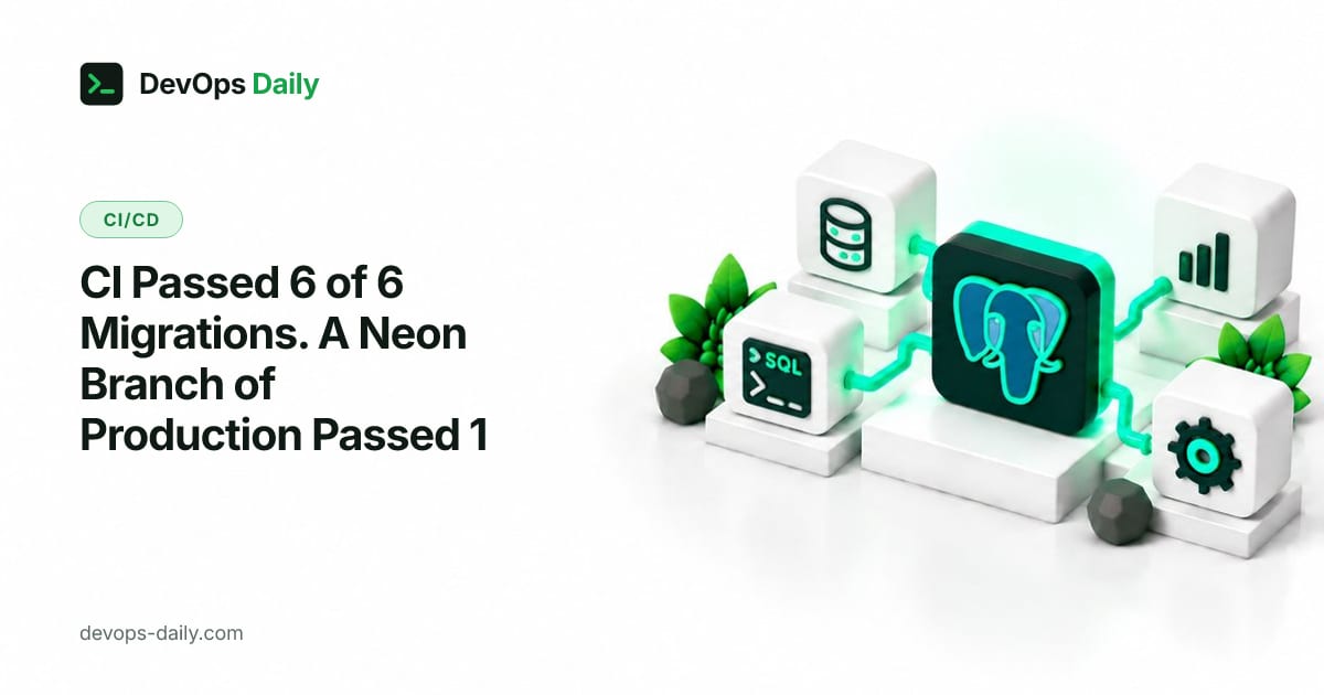 CI Passed 6 of 6 Migrations. A Neon Branch of Production Passed 1